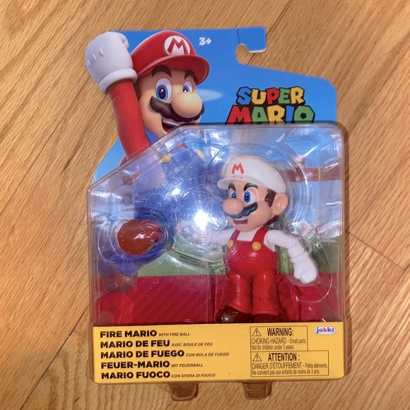 Nintendo Other - Super Mario Brothers - 4” Fire Mario Figurine w/fireball